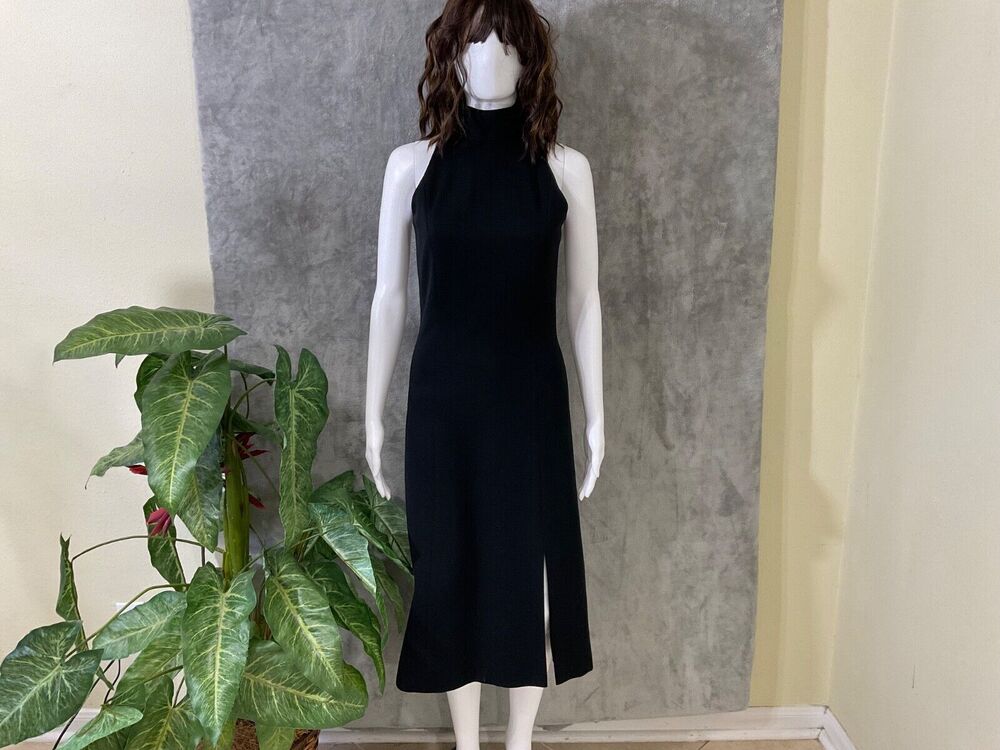 Vintage Lillie Rubin Black Midi Cocktail Party Dress Women’s size 6 Sleeveless